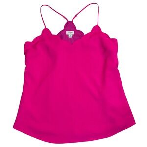 J.Crew Hot Pink Scallop Trim Cami Tank Top Size 2 Flowy Lightweight Lined